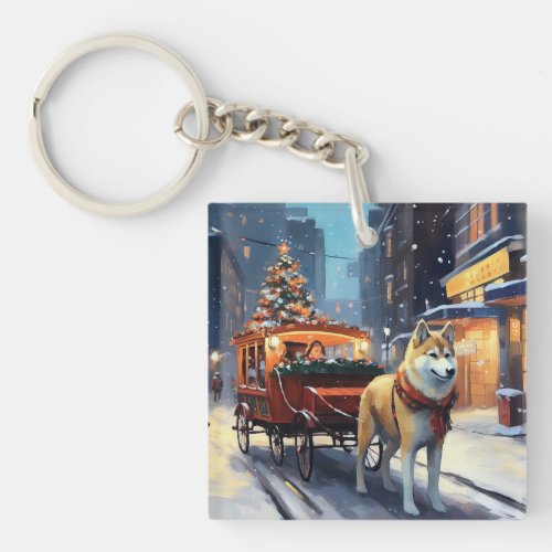 Akita Christmas Festive Season Keychain