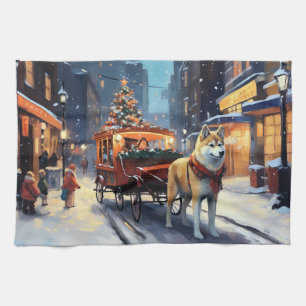 Akita Christmas Festive Season Kitchen Towel
