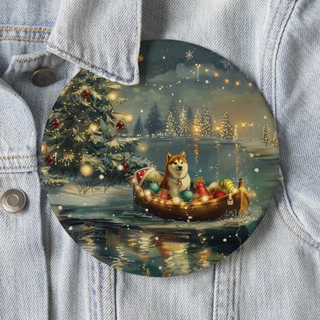 Akita Christmas Festive Voyage Button (In Situ)