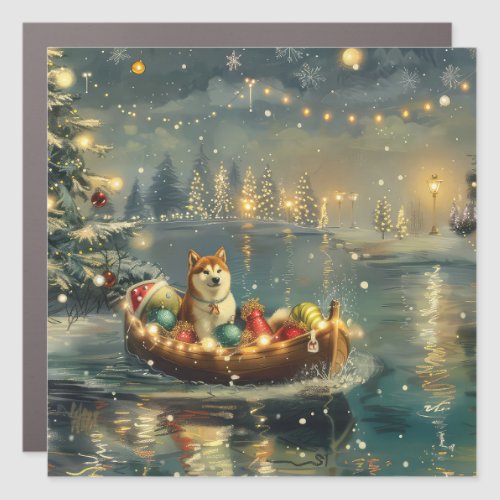 Akita Christmas Festive Voyage Car Magnet