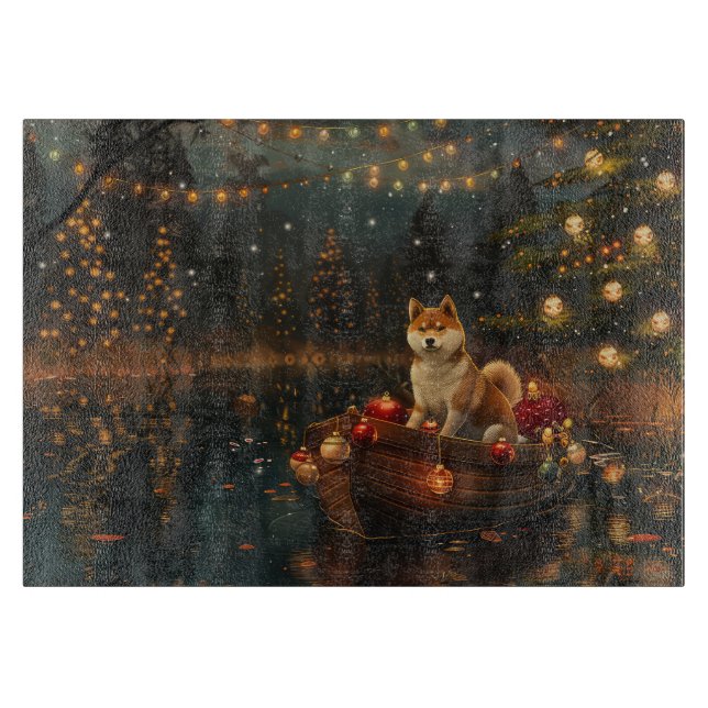 Akita Christmas Festive Voyage Cutting Board (Front)