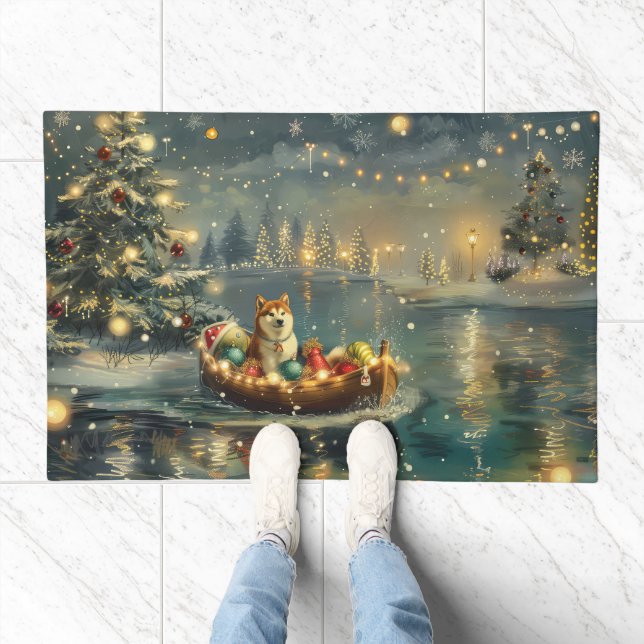 Akita Christmas Festive Voyage Doormat (Indoor)
