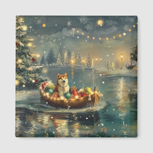 Akita Christmas Festive Voyage Magnet