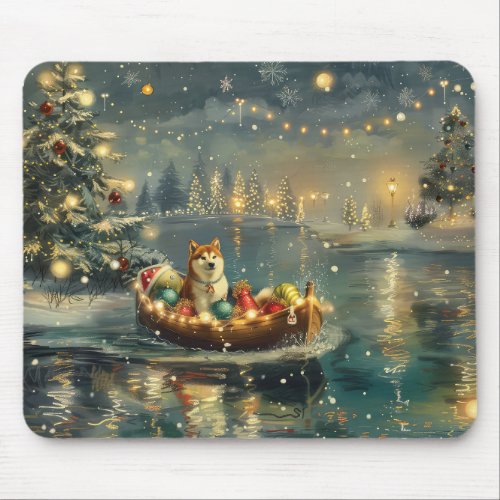 Akita Christmas Festive Voyage Mouse Pad