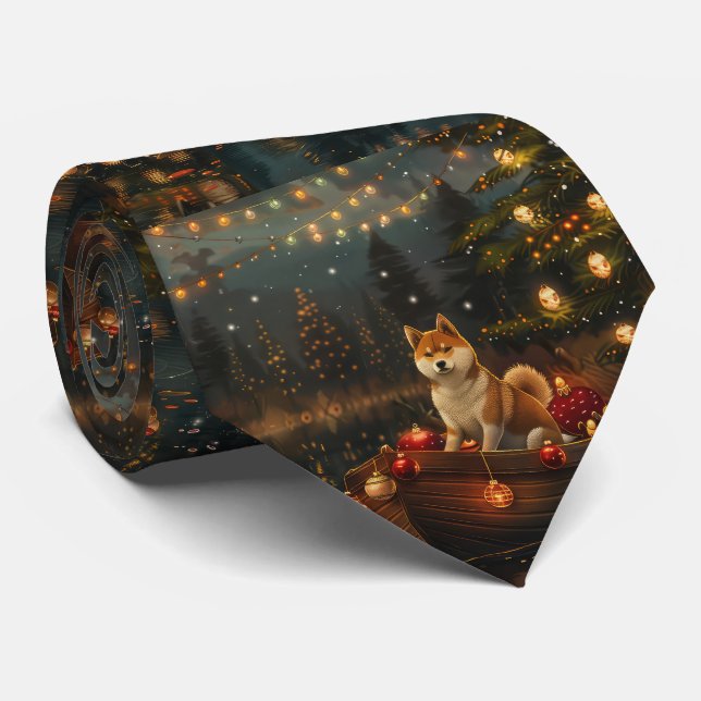 Akita Christmas Festive Voyage Neck Tie (Rolled)