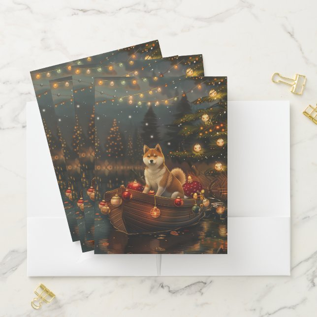 Akita Christmas Festive Voyage Pocket Folder (In Situ)