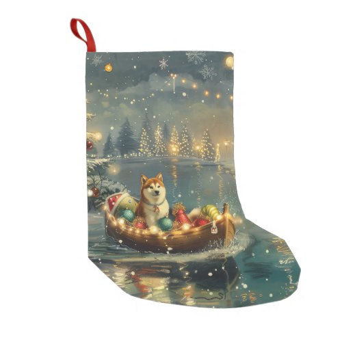 Akita Christmas Festive Voyage Small Christmas Stocking