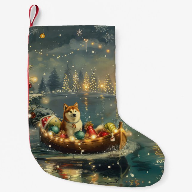 Akita Christmas Festive Voyage Small Christmas Stocking (Front)