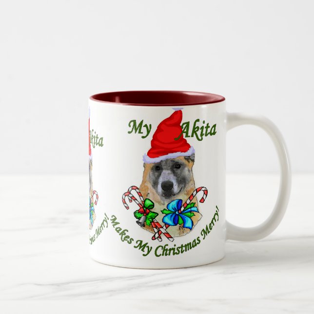 Akita Christmas Gifts Two-Tone Coffee Mug (Right)