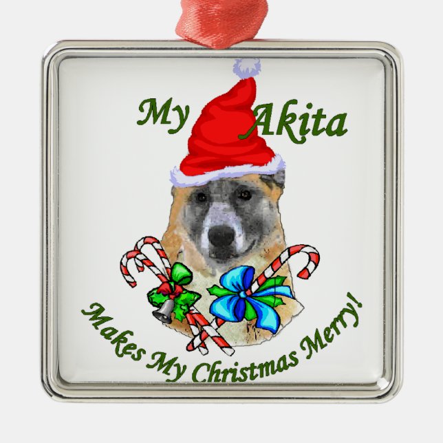 Akita Christmas Metal Ornament (Front)