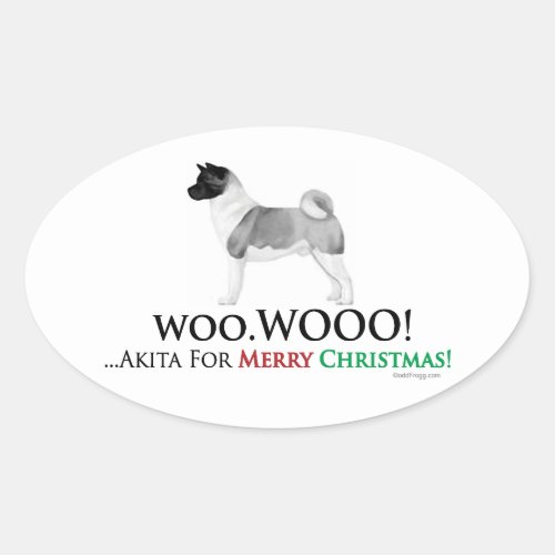 Akita Christmas Oval Sticker
