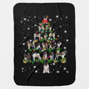 Akita Christmas Tree Covered By Flashli Baby Blanket