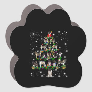 Akita Christmas Tree Covered By Flashli Car Magnet