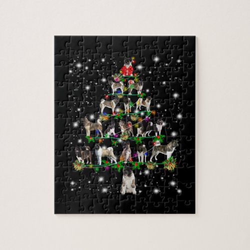 Akita Christmas Tree Covered By Flashli Jigsaw Puzzle