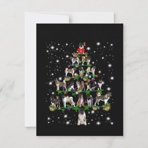 Akita Christmas Tree Covered By Flashli Thank You Card