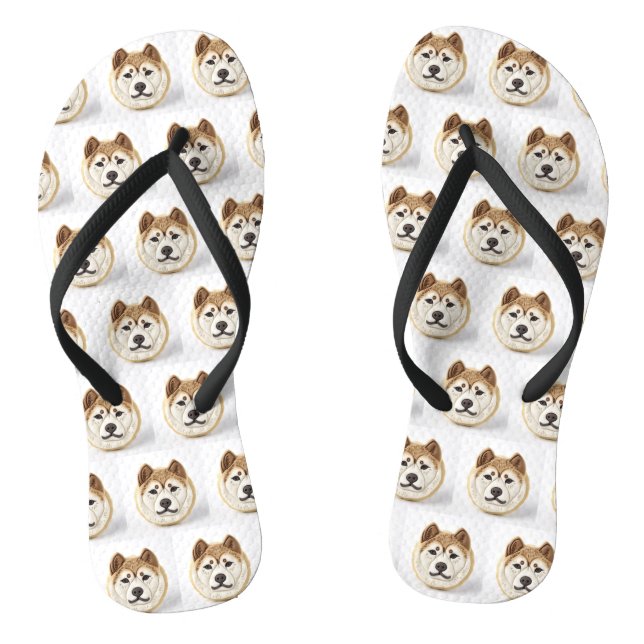 Akita Dog 3D Inspired Flip Flops (Footbed)