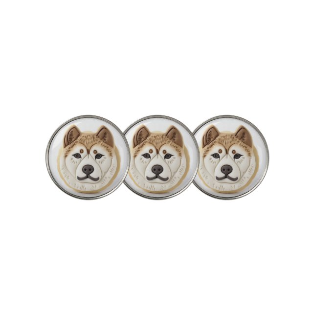 Akita Dog 3D Inspired Golf Ball Marker (3 Up)