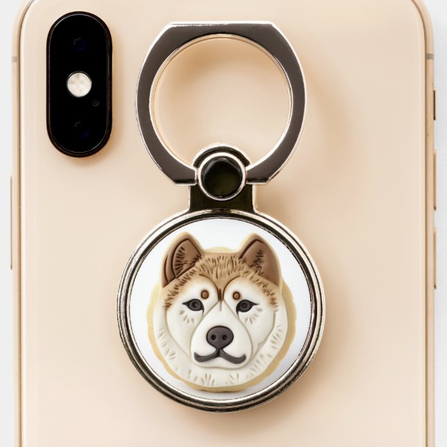 Akita Dog 3D Inspired Phone Ring Stand (Close Up)