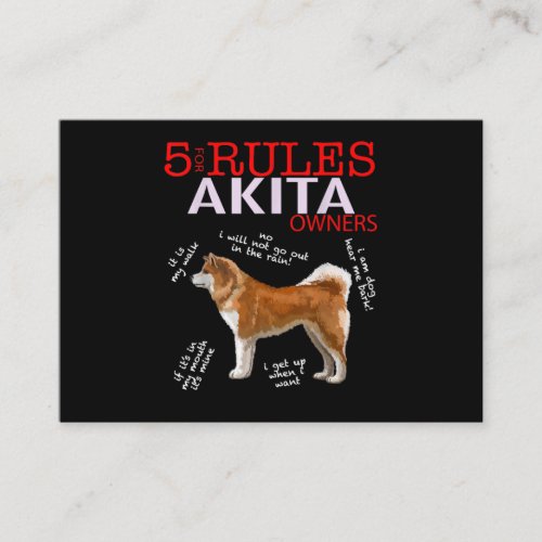 Akita Dog  5 Rules Akita Dog Owner Enclosure Card