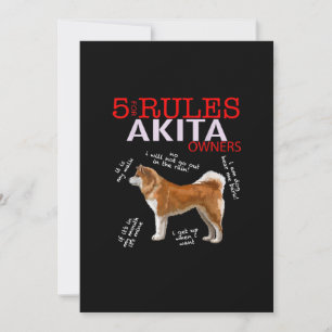 Akita Dog 5 Rules Akita Dog Owner Thank You Card