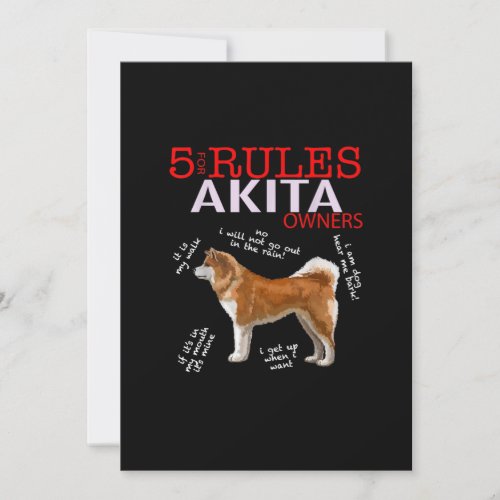Akita Dog  5 Rules Akita Dog Owner Thank You Card