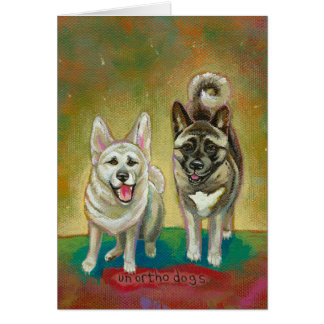 Akita dog art happy dogs fun painting Unorthodogs Cards