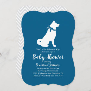 Akita Dog Baby Shower Boy Blue Invitation