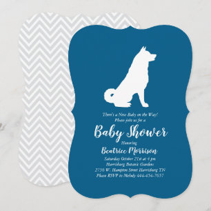 Akita Dog Baby Shower Boy Blue Invitation