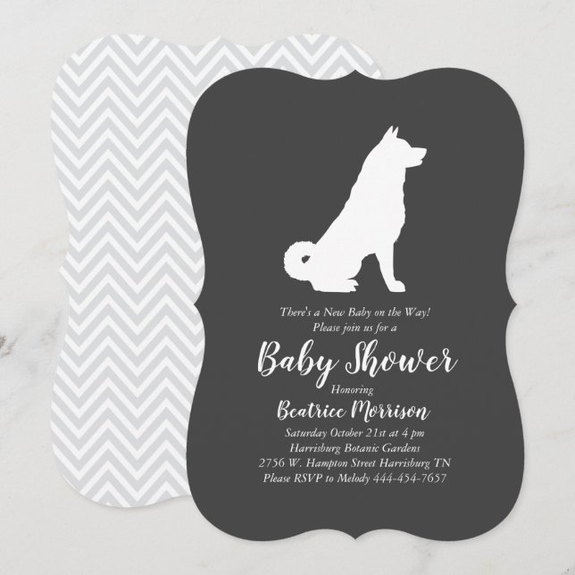 Akita Dog Baby Shower Gender Neutral Invitation (Front/Back)