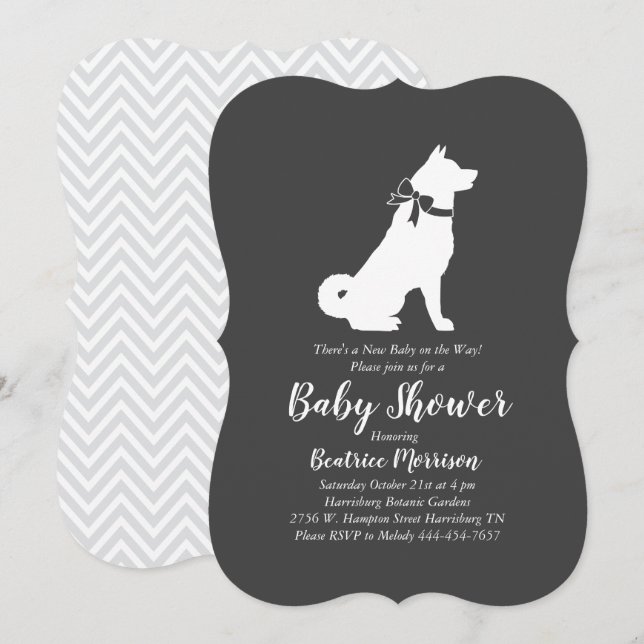 Akita Dog Baby Shower Gender Neutral Invitation (Front/Back)
