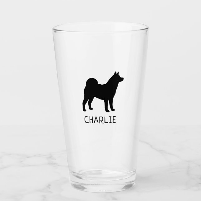 Akita Dog Breed Silhouette Personalized Glass