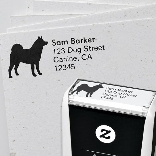 Akita Dog Breed Silhouette Return Address Self_inking Stamp