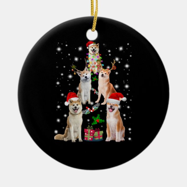 AKita Dog Christmas, Akita Santa Customs Product Ceramic Ornament (Front)