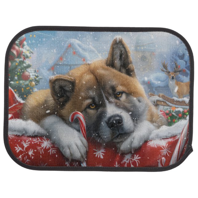 Akita Dog Christmas Festive Car Floor Mat (Rear)