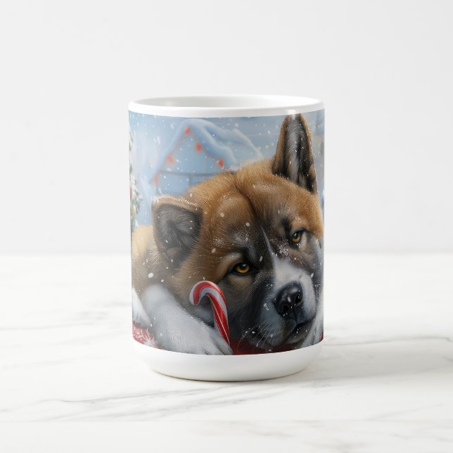 Akita Dog Christmas Festive Coffee Mug (Center)