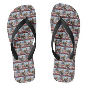 Akita Dog Christmas Festive Flip Flops