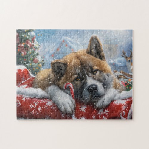 Akita Dog Christmas Festive Jigsaw Puzzle