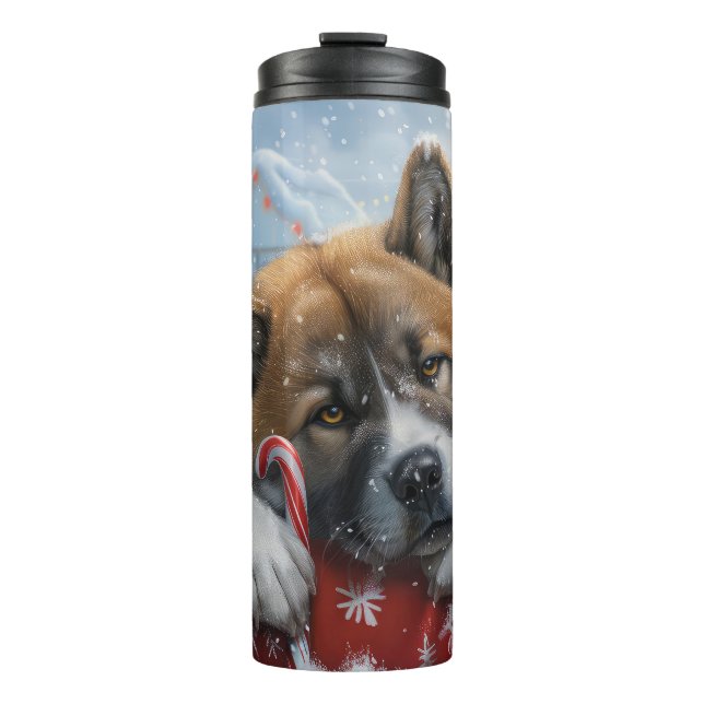 Akita Dog Christmas Festive Thermal Tumbler (Front)