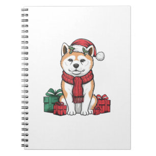 Akita Dog Christmas Parties Holiday Santa Dog Xmas Notebook