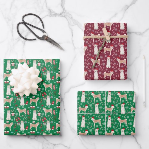 Akita Dog Christmas Wrapping Paper Sheets