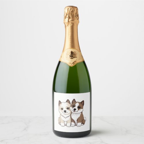 akita dog Classic T_Shirt Sparkling Wine Label