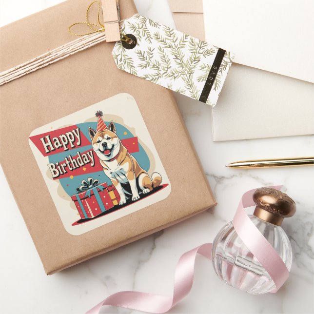 Akita Dog Colorful  Square Sticker (Gifting)