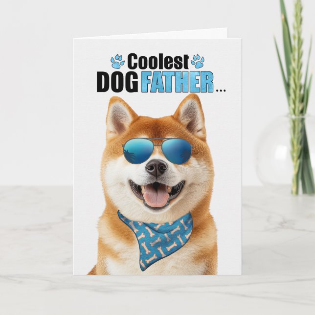 Akita Dog Coolest Dad Ever Father's Day Holiday Card (Front)