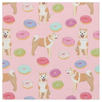 Akita Dog Donuts Pink Fabric by FriendlyPets at Zazzle