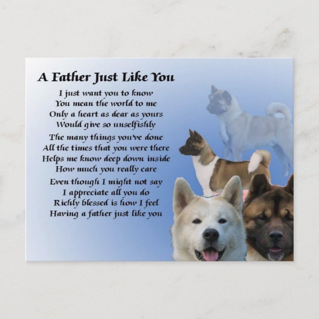Akita Dog Father Poem Postcard (Front)