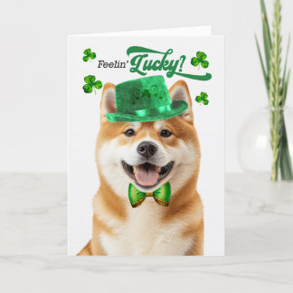 Akita Dog Feelin' Lucky St Patrick's Day Holiday Card