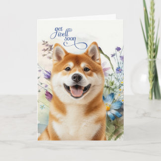 Akita Dog Get Well Wildflower Garden Card