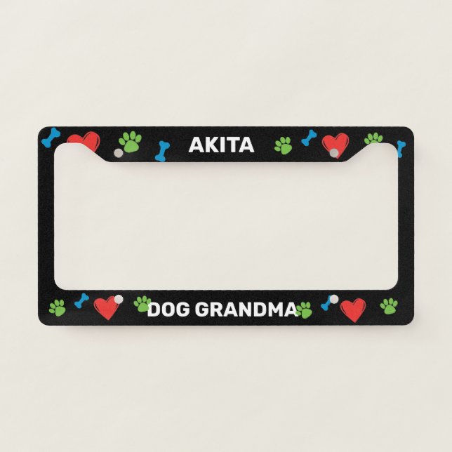 Akita Dog Grandma  License Plate Frame (Front)