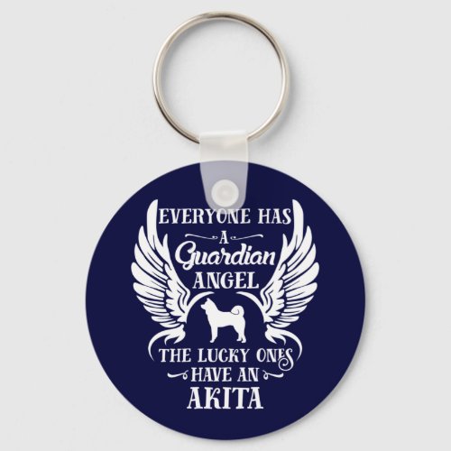 Akita Dog Guardian Angel Keychain
