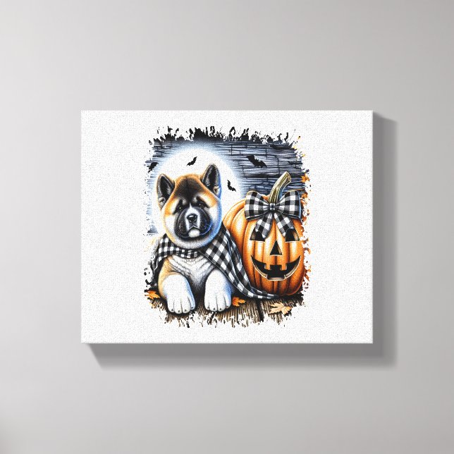 Akita Dog Halloween Square Canvas Print (Front)
